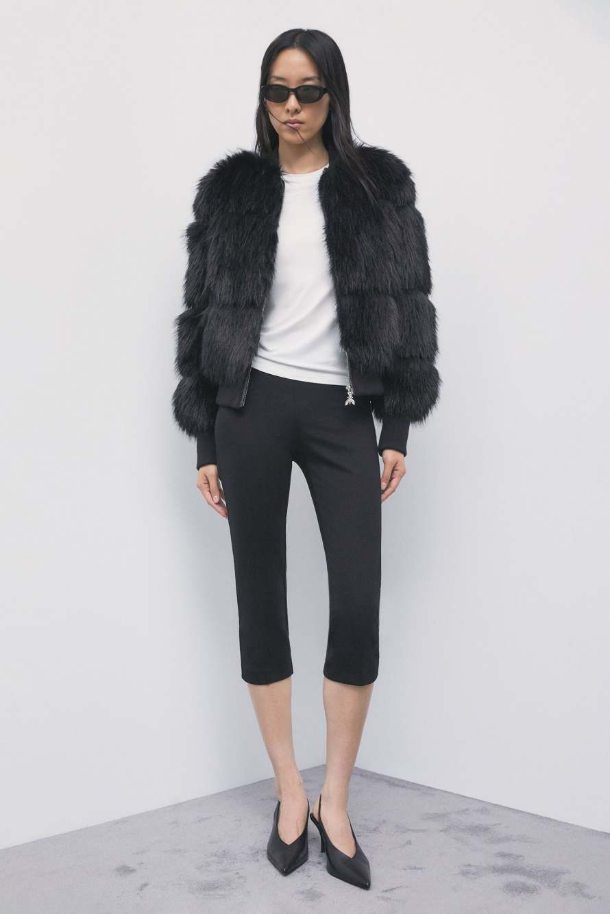 Fluffy bomber jacket, Black, Patrizia Pepe