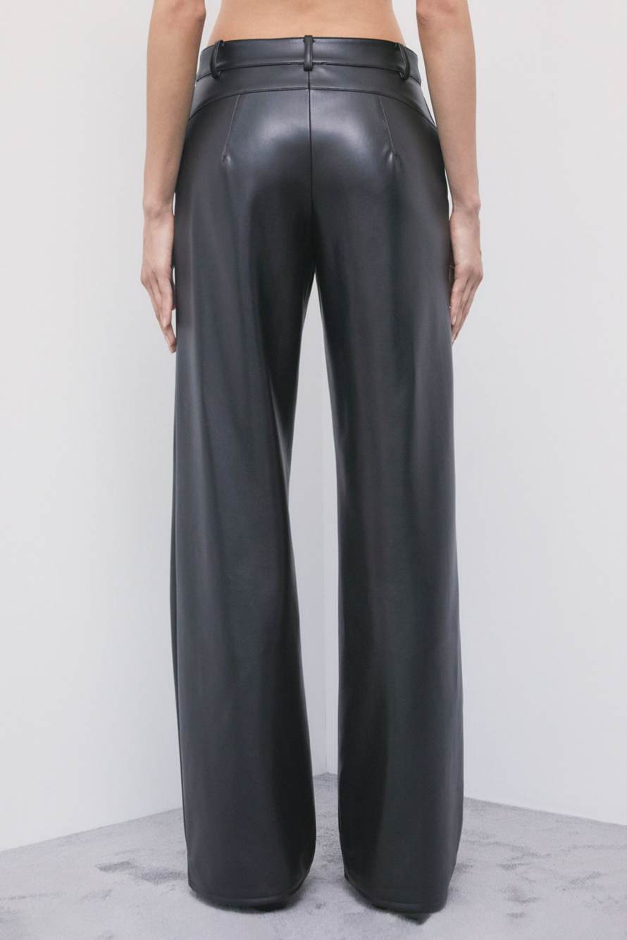 Pantalon droit en tissu enduit, Noir, Patrizia Pepe