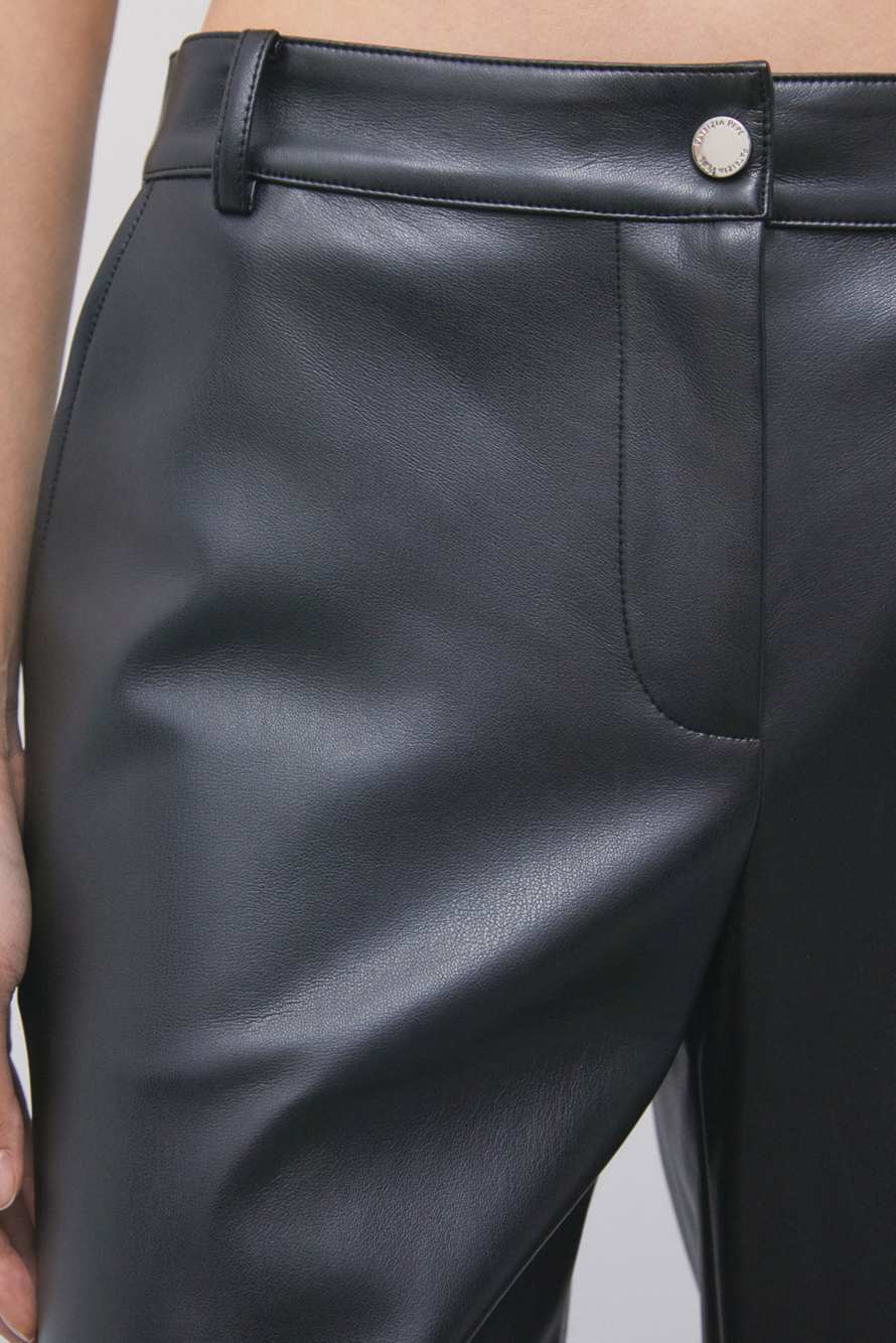 Pantalon droit en tissu enduit, Noir, Patrizia Pepe