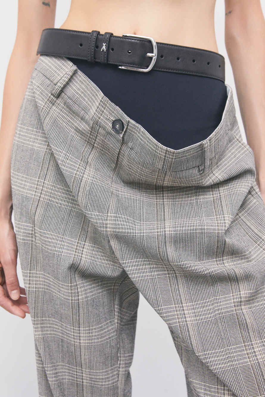 Checked trousers with oversize waist, Abstract Fantasy, Patrizia Pepe