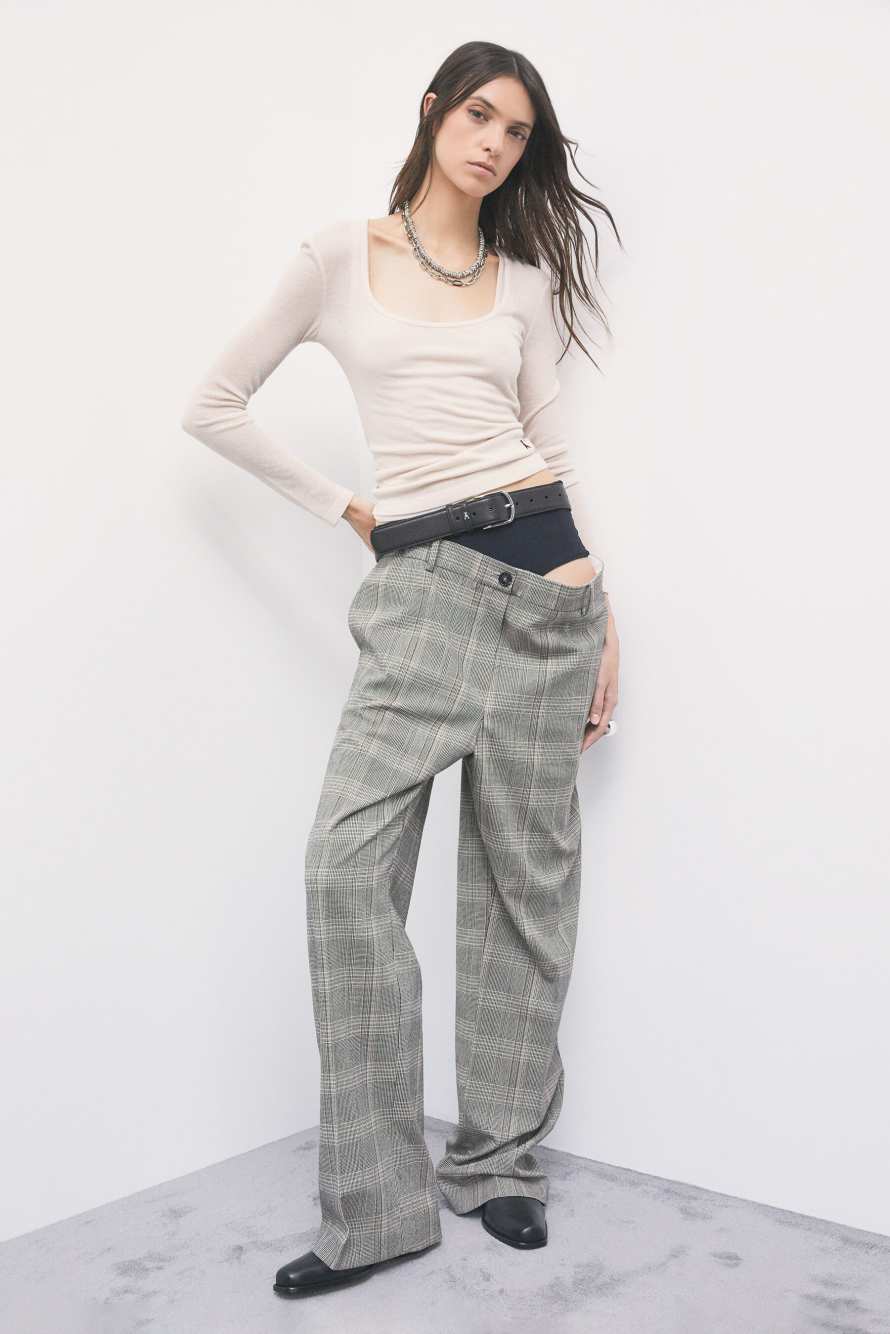Checked trousers with oversize waist, Abstract Fantasy, Patrizia Pepe