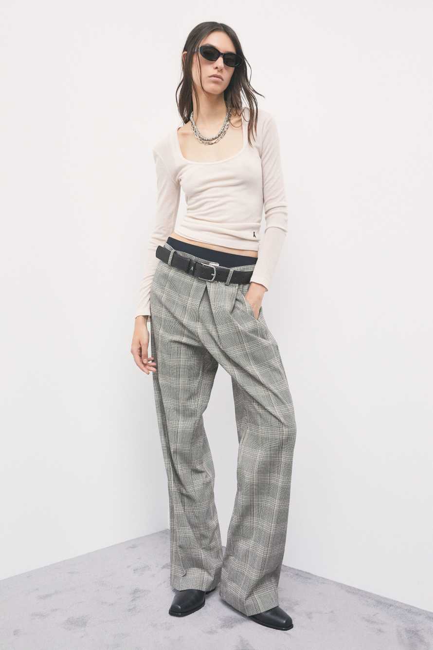 Checked trousers with oversize waist, Abstract Fantasy, Patrizia Pepe