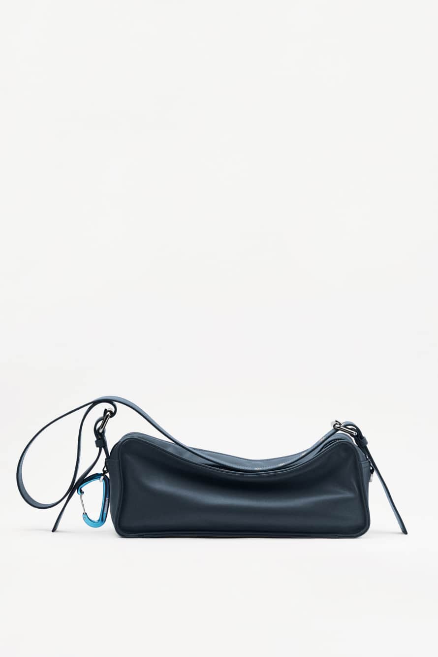 (IM)PERFECTION medium leather crossbody bag, Blue, Patrizia Pepe