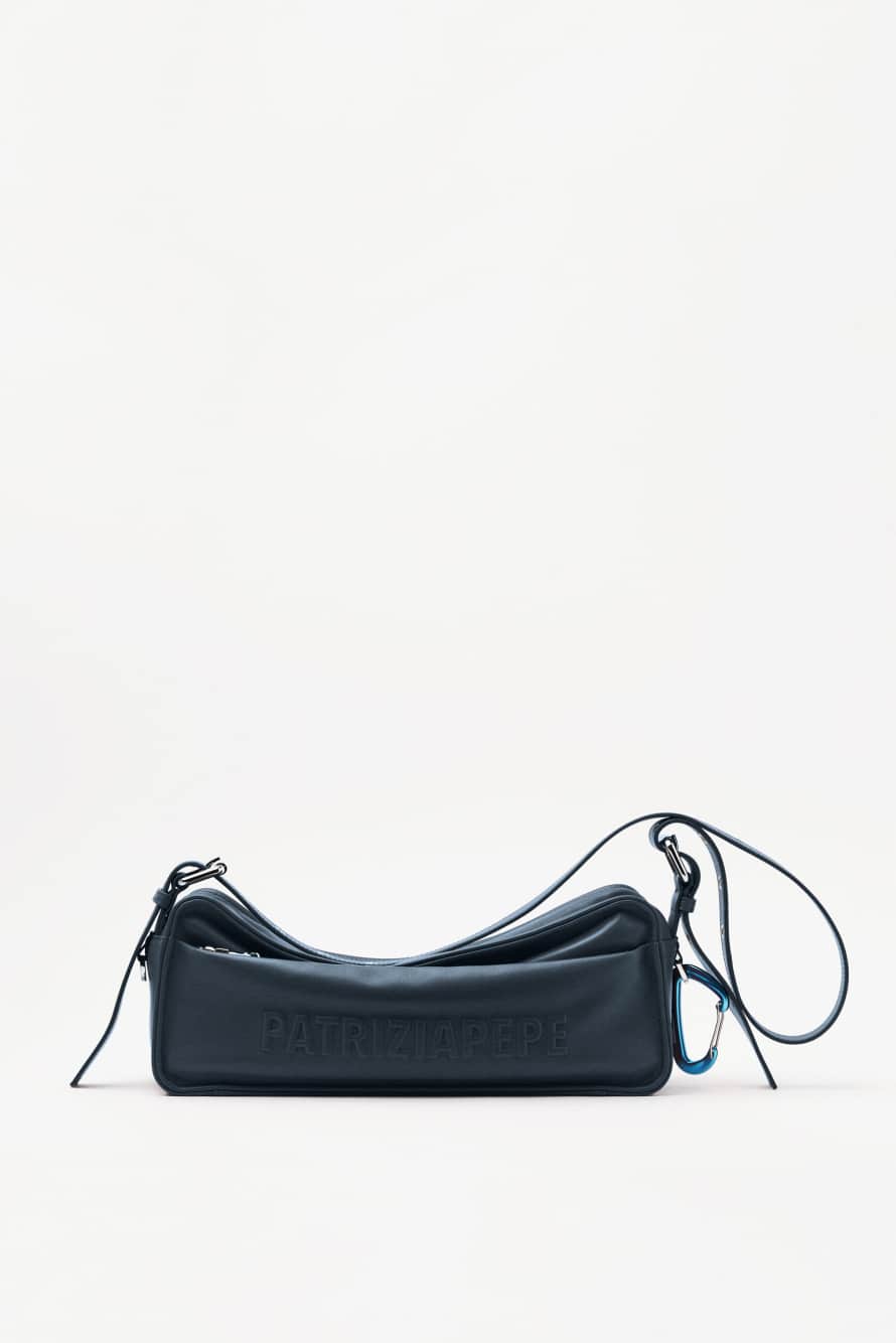 (IM)PERFECTION medium leather crossbody bag, Blue, Patrizia Pepe