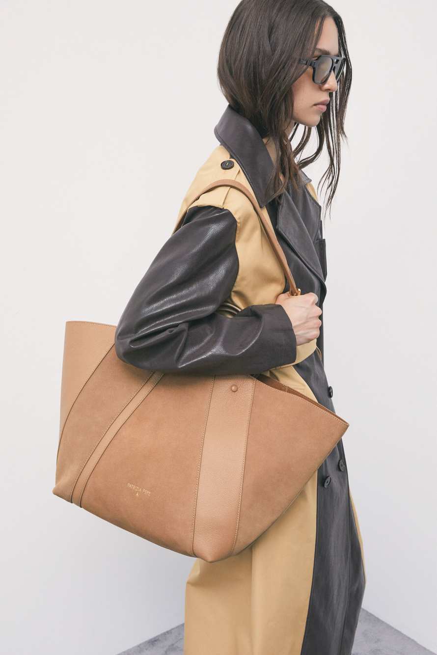 (IN)COMPLETE suede shopping bag, Beige, Patrizia Pepe