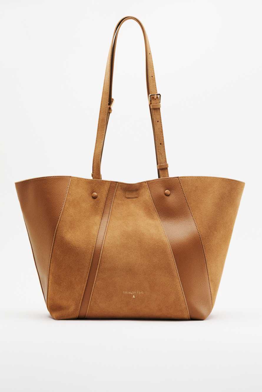 (IN)COMPLETE suede shopping bag, Beige, Patrizia Pepe