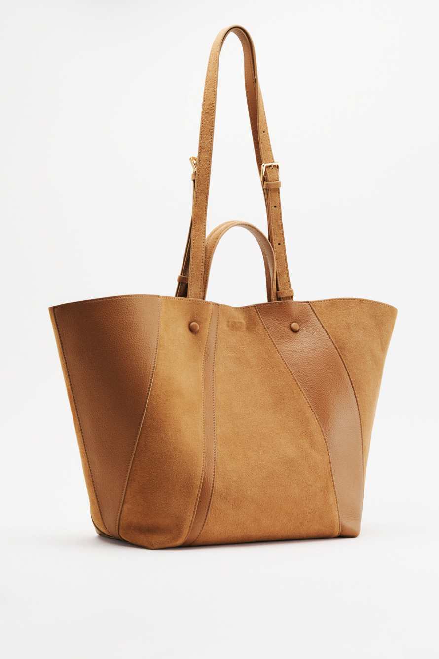 (IN)COMPLETE suede shopping bag, Beige, Patrizia Pepe