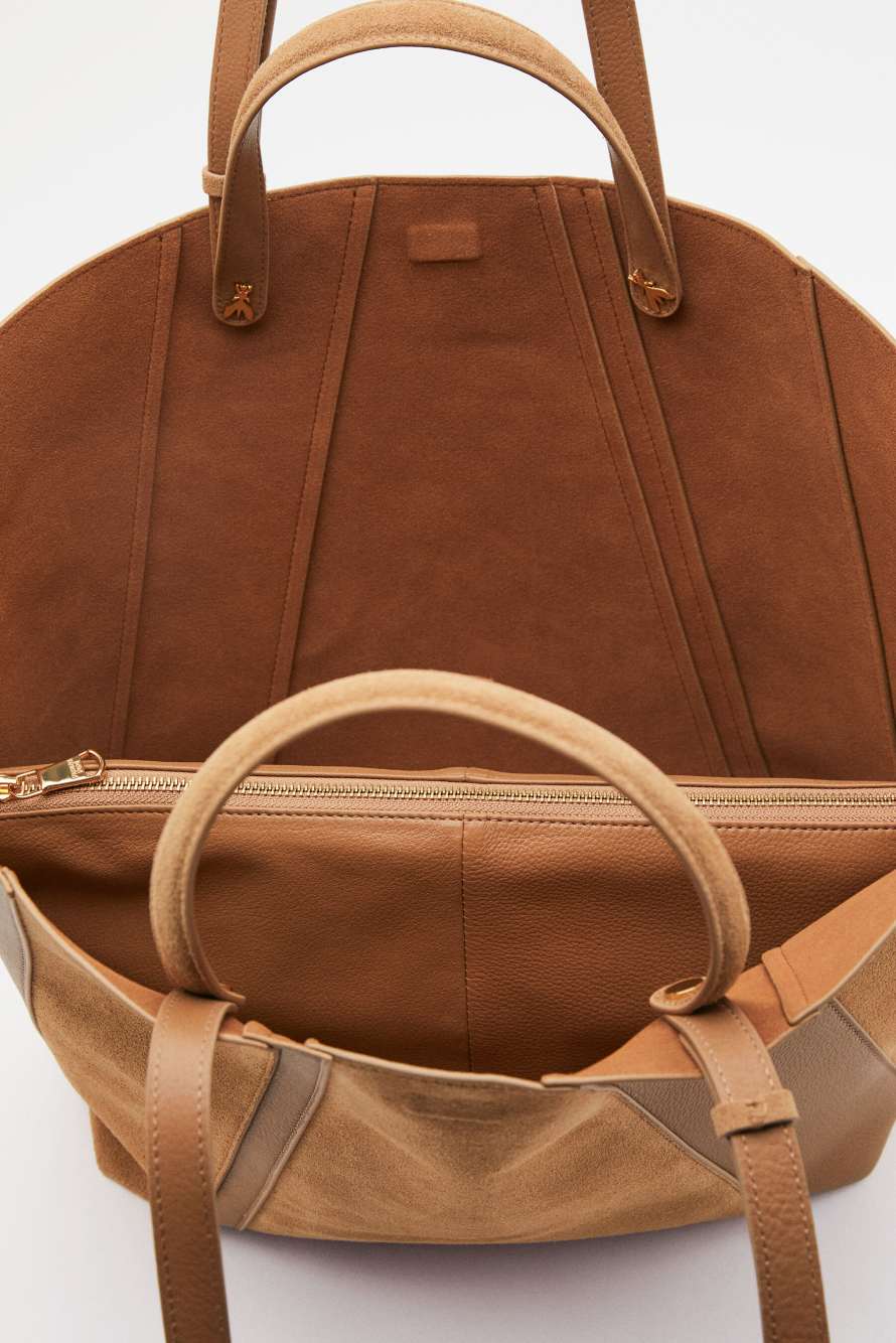 (IN)COMPLETE suede shopping bag, Beige, Patrizia Pepe