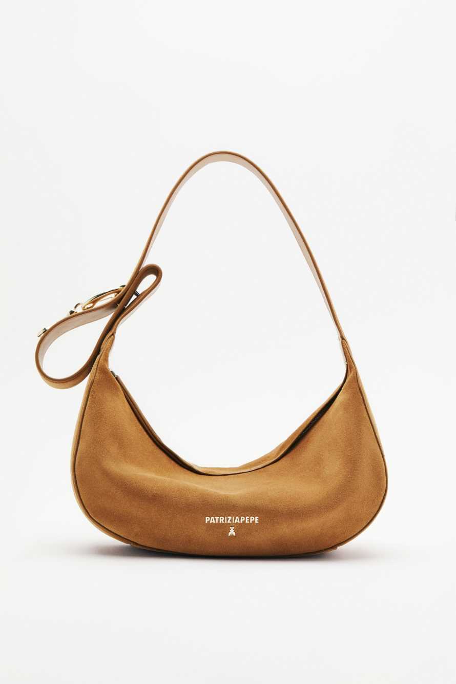 New Moon medium suede bag, Beige, Patrizia Pepe