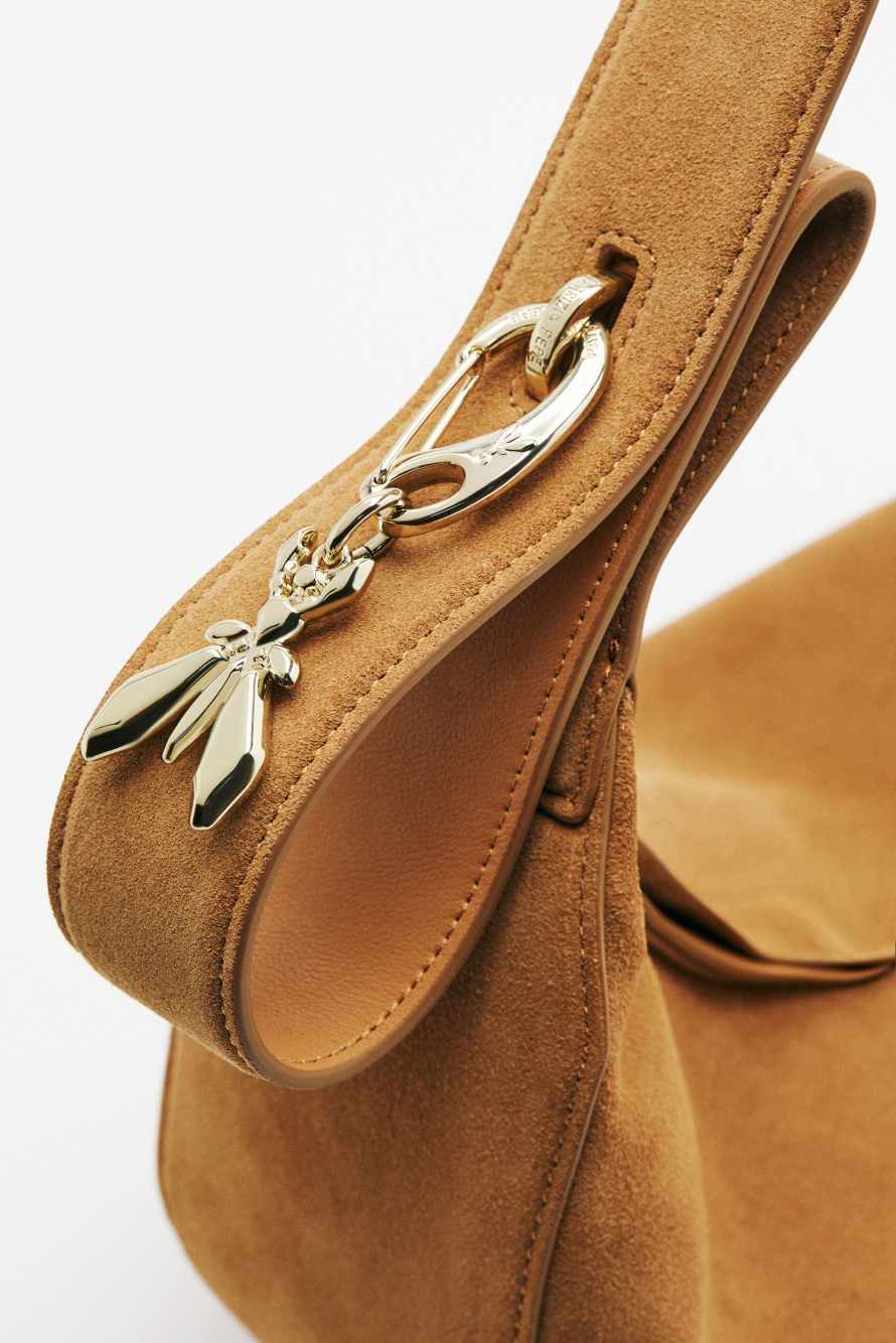 New Moon medium suede bag, Beige, Patrizia Pepe