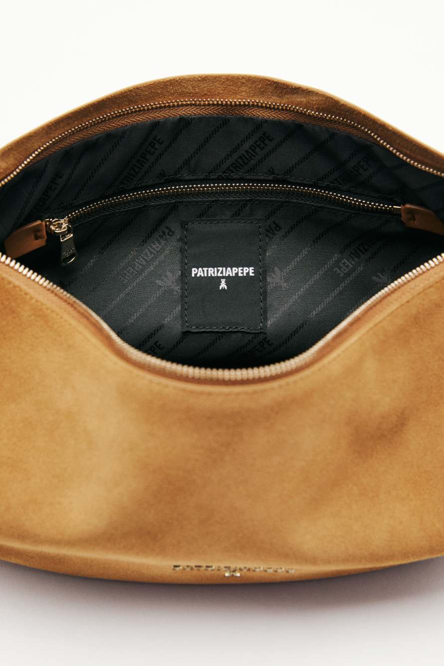 New Moon medium suede bag, Beige, Patrizia Pepe