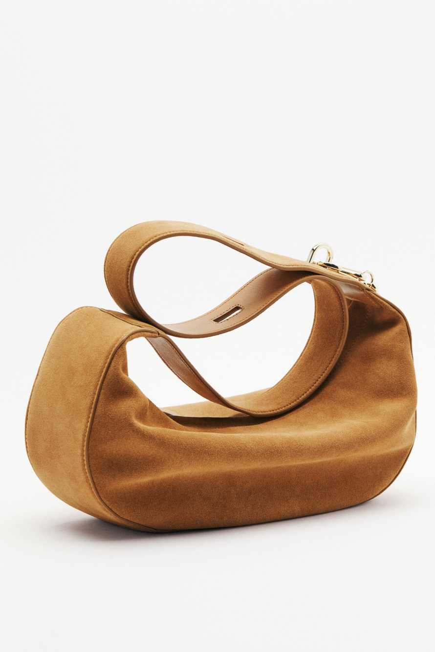 New Moon medium suede bag, Beige, Patrizia Pepe