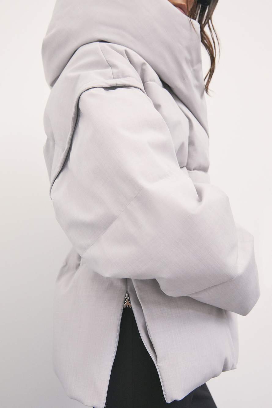 Belted puffer jacket, Grey, Patrizia Pepe