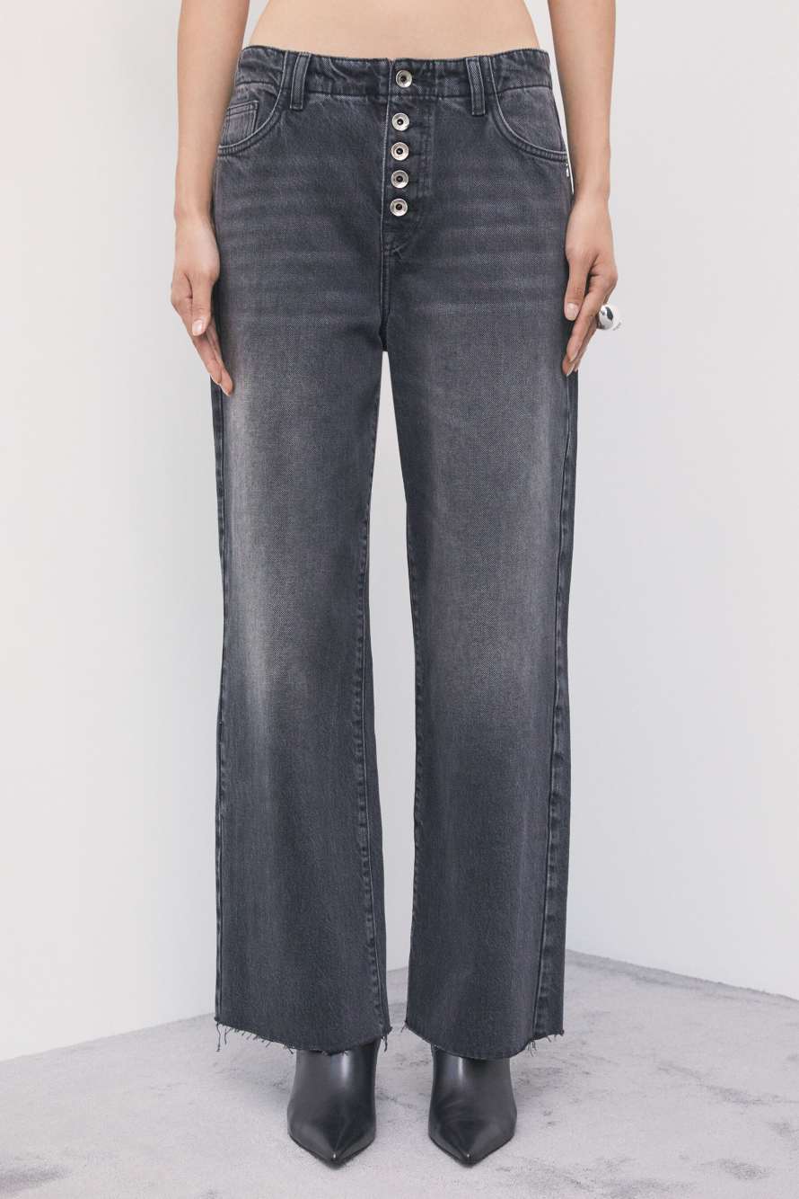 Low-waisted straight-leg jeans, Black, Patrizia Pepe