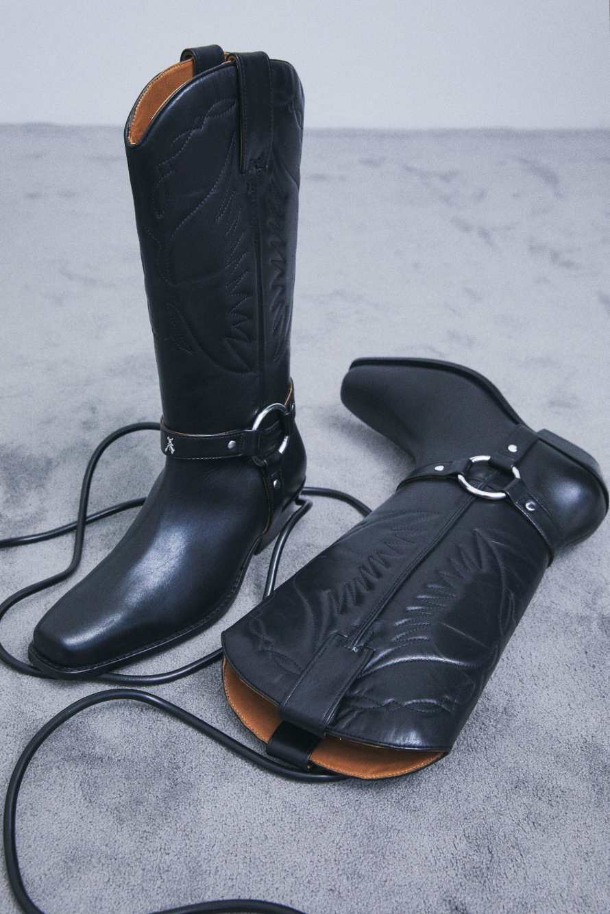 Leather cowboy boots, Black, Patrizia Pepe