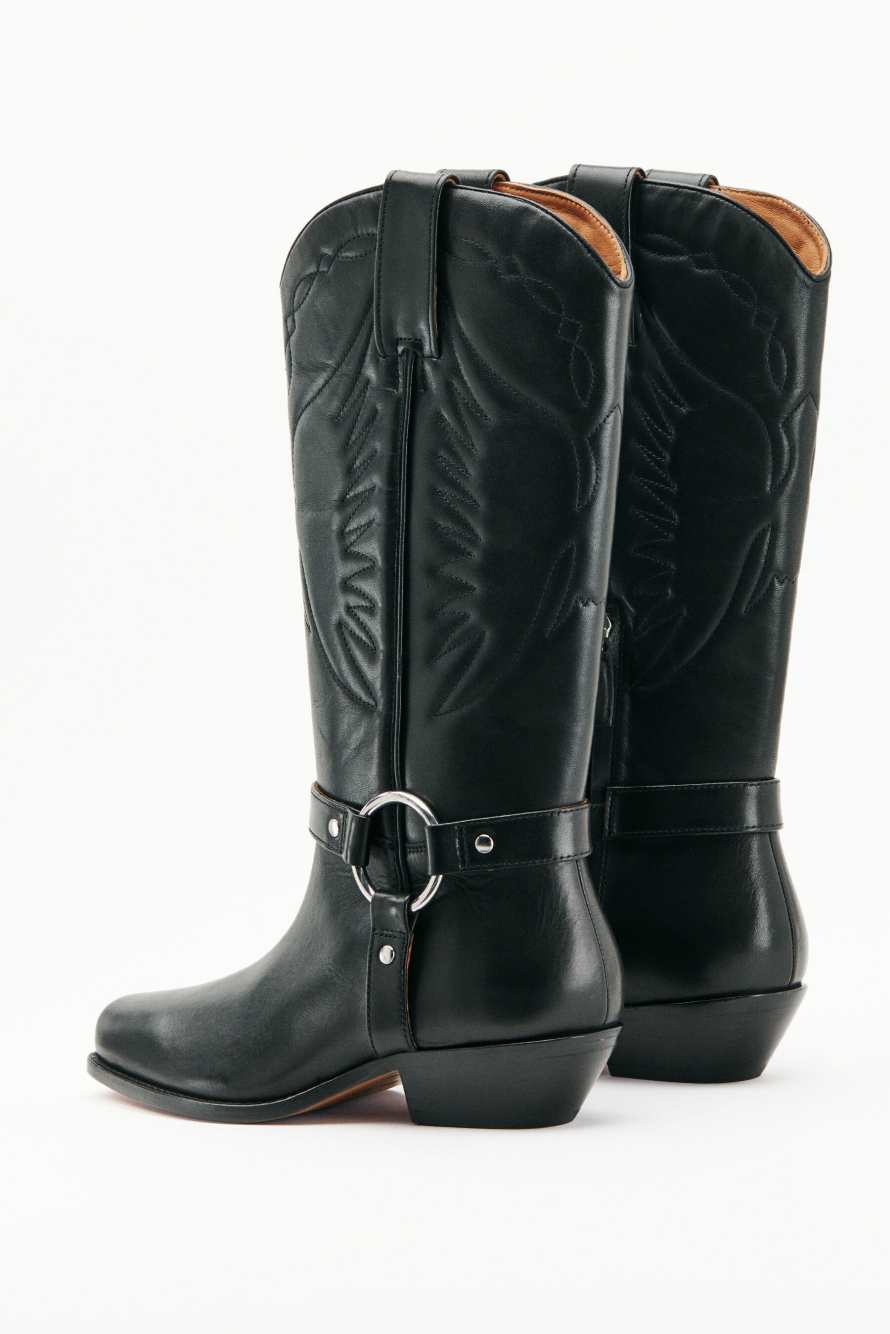 Leather cowboy boots, Black, Patrizia Pepe