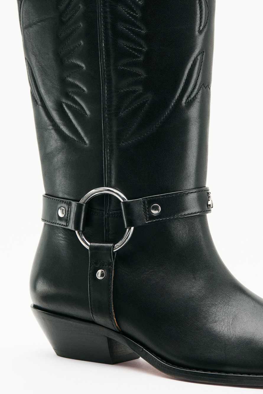 Leather cowboy boots, Black, Patrizia Pepe