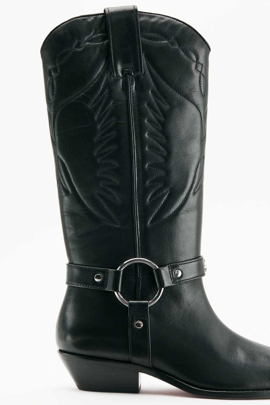 Leather cowboy boots, Black, Patrizia Pepe