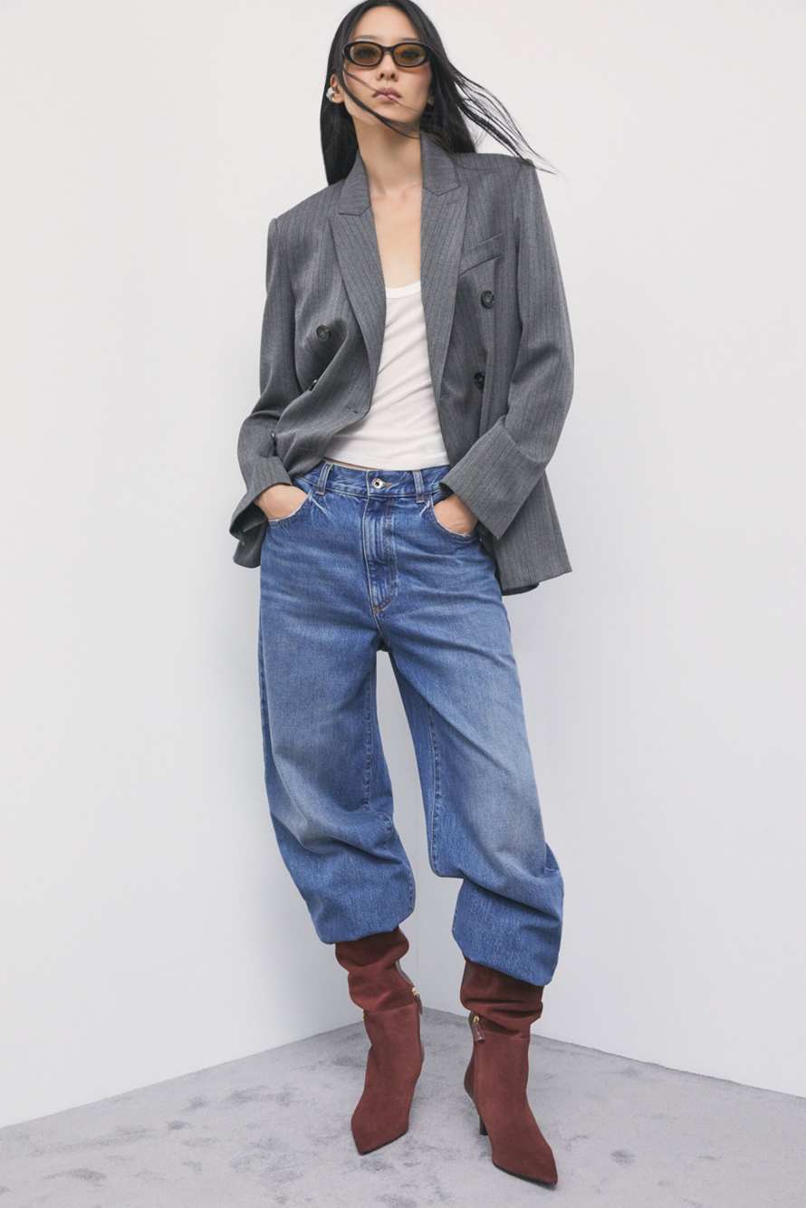 New Minimal Shape suede and shiny leather boots, Brown, Patrizia Pepe
