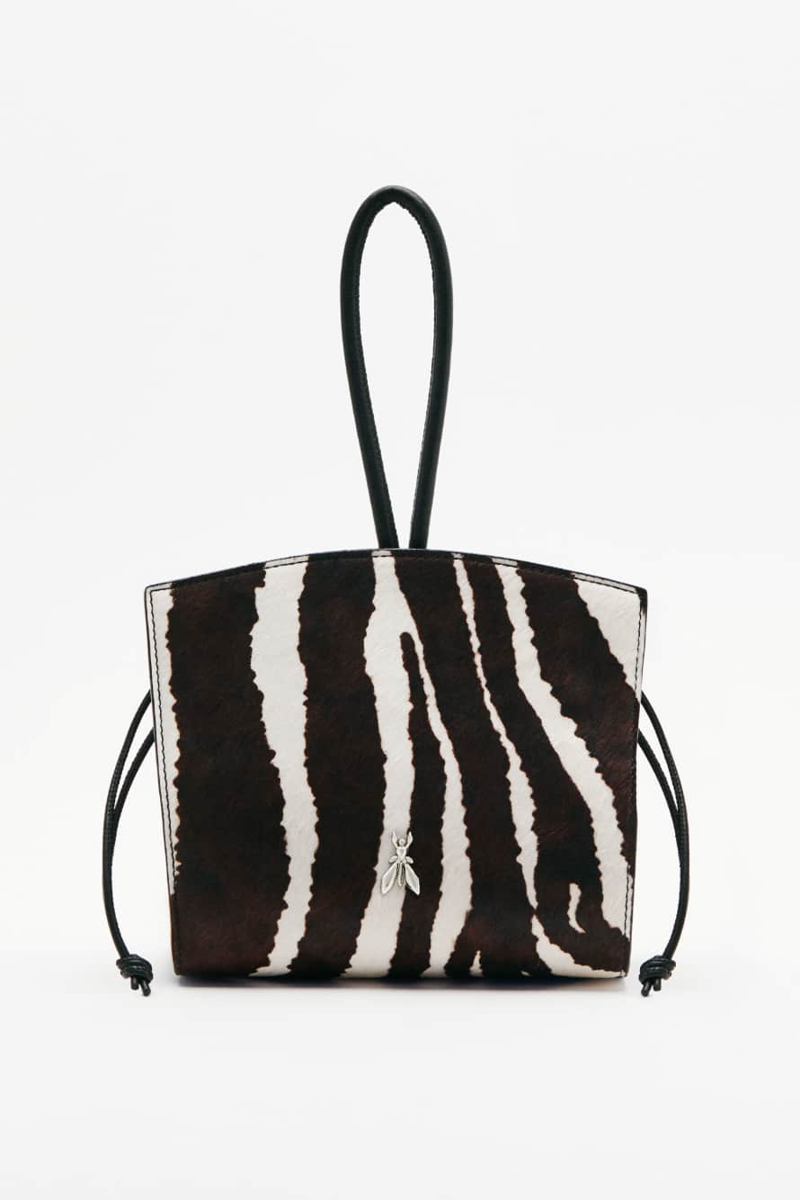 Zebra print leather clutch, Black/White, Patrizia Pepe