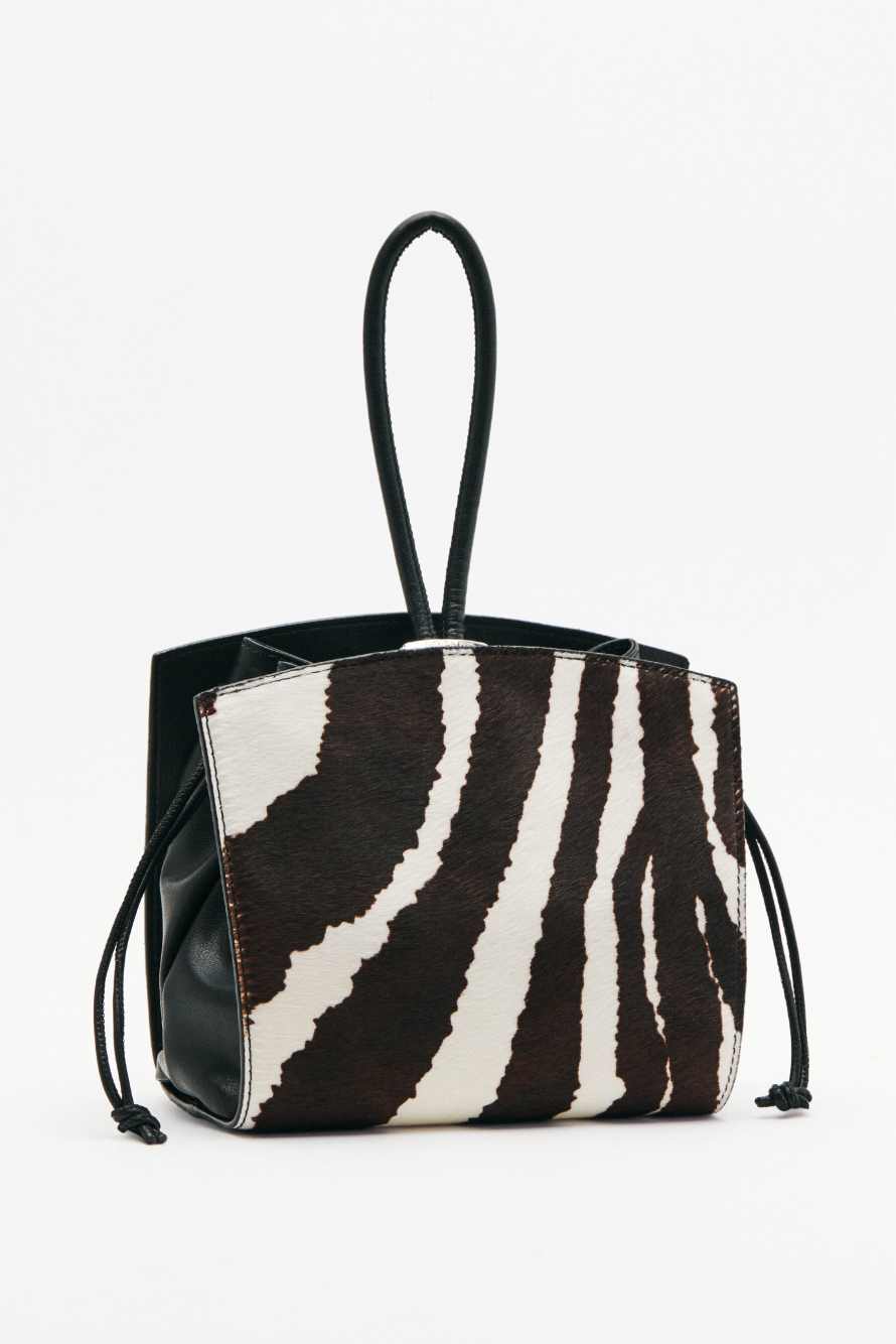 Zebra print leather clutch, Black/White, Patrizia Pepe