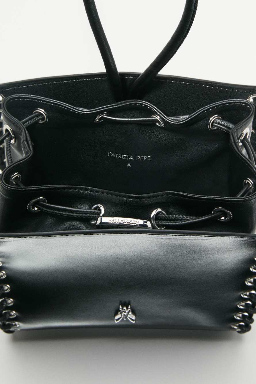 Leather clutch, Black, Patrizia Pepe