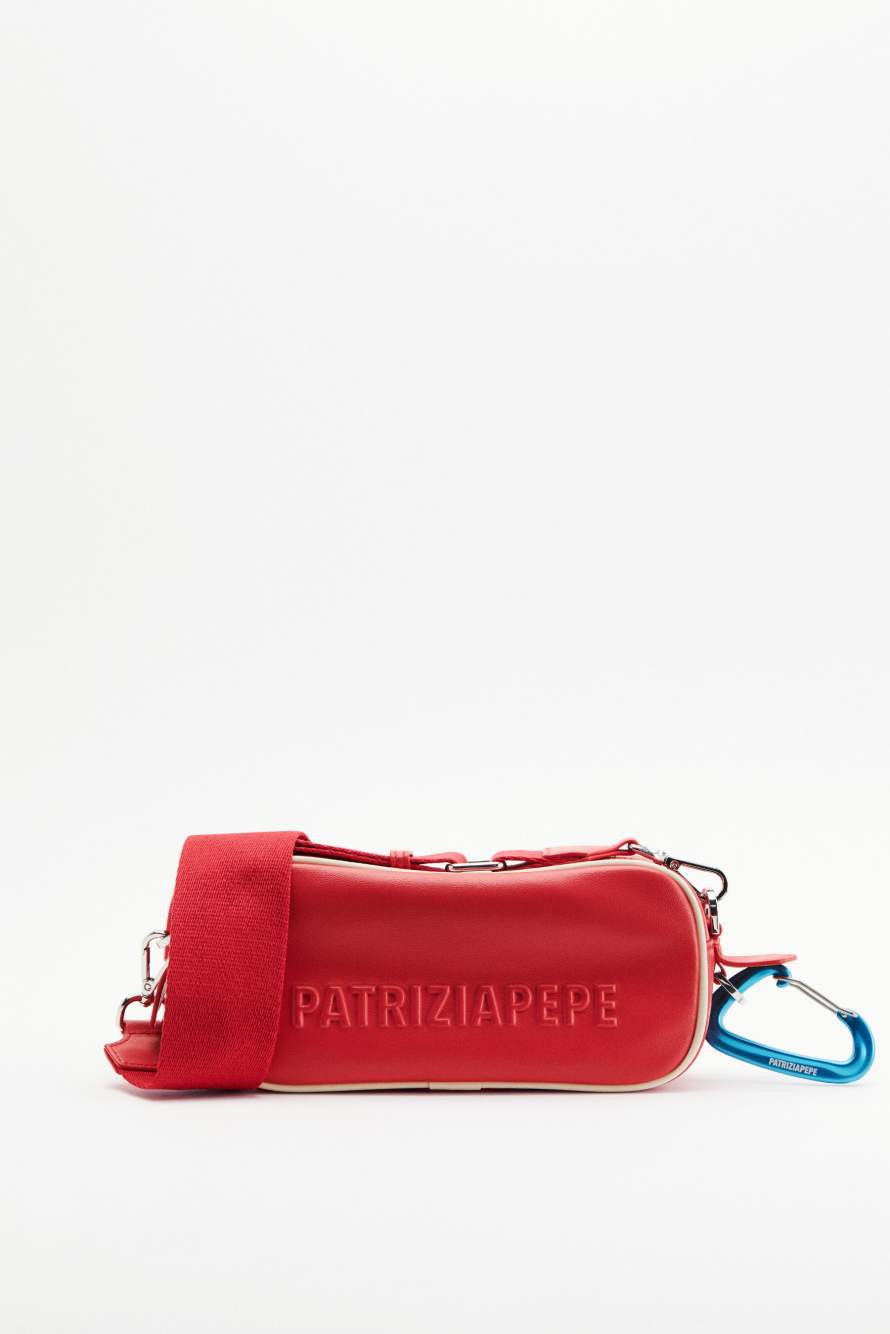 (IM)PERFECTION mini leather crossbody bag, Red, Patrizia Pepe