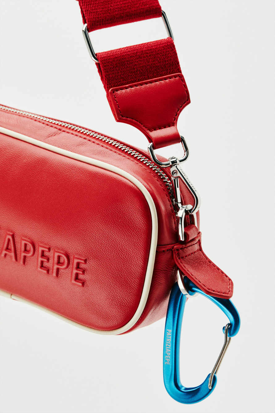 (IM)PERFECTION mini leather crossbody bag, Red, Patrizia Pepe