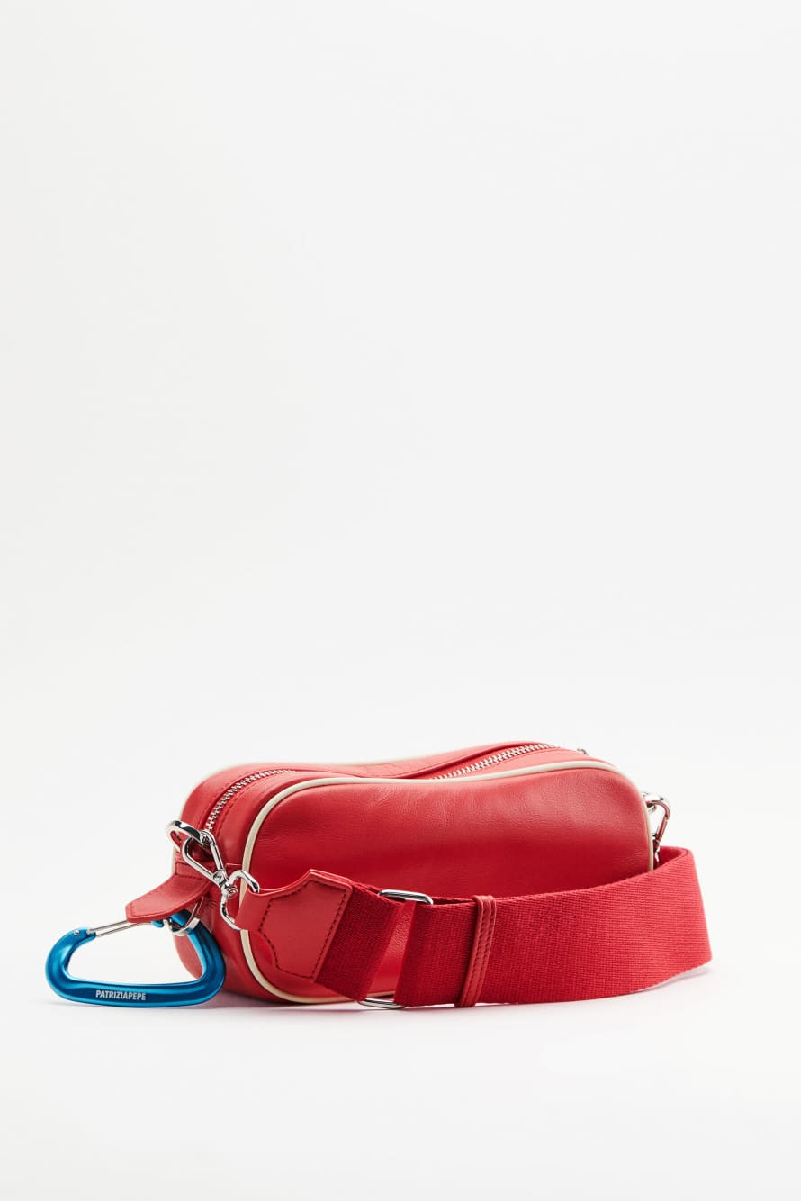(IM)PERFECTION mini leather crossbody bag, Red, Patrizia Pepe