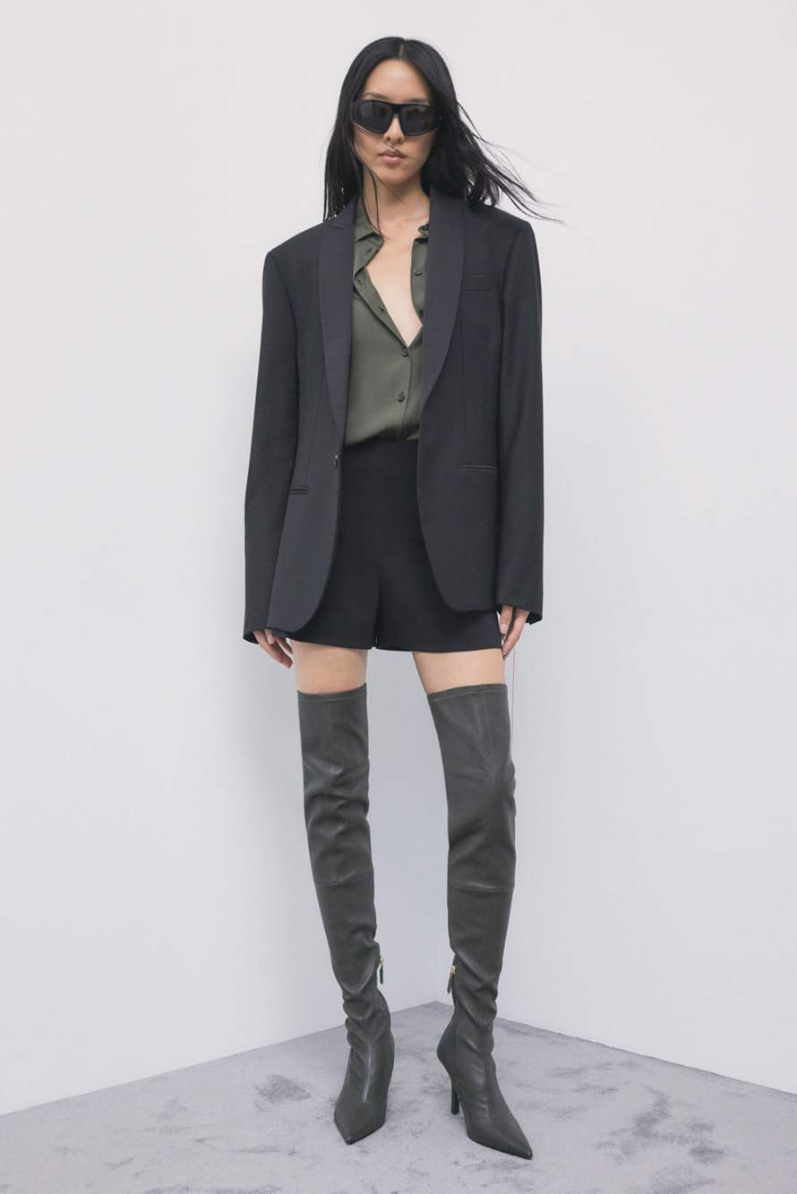 Botas altas de napa stretch con tac&oacute;n, Verde