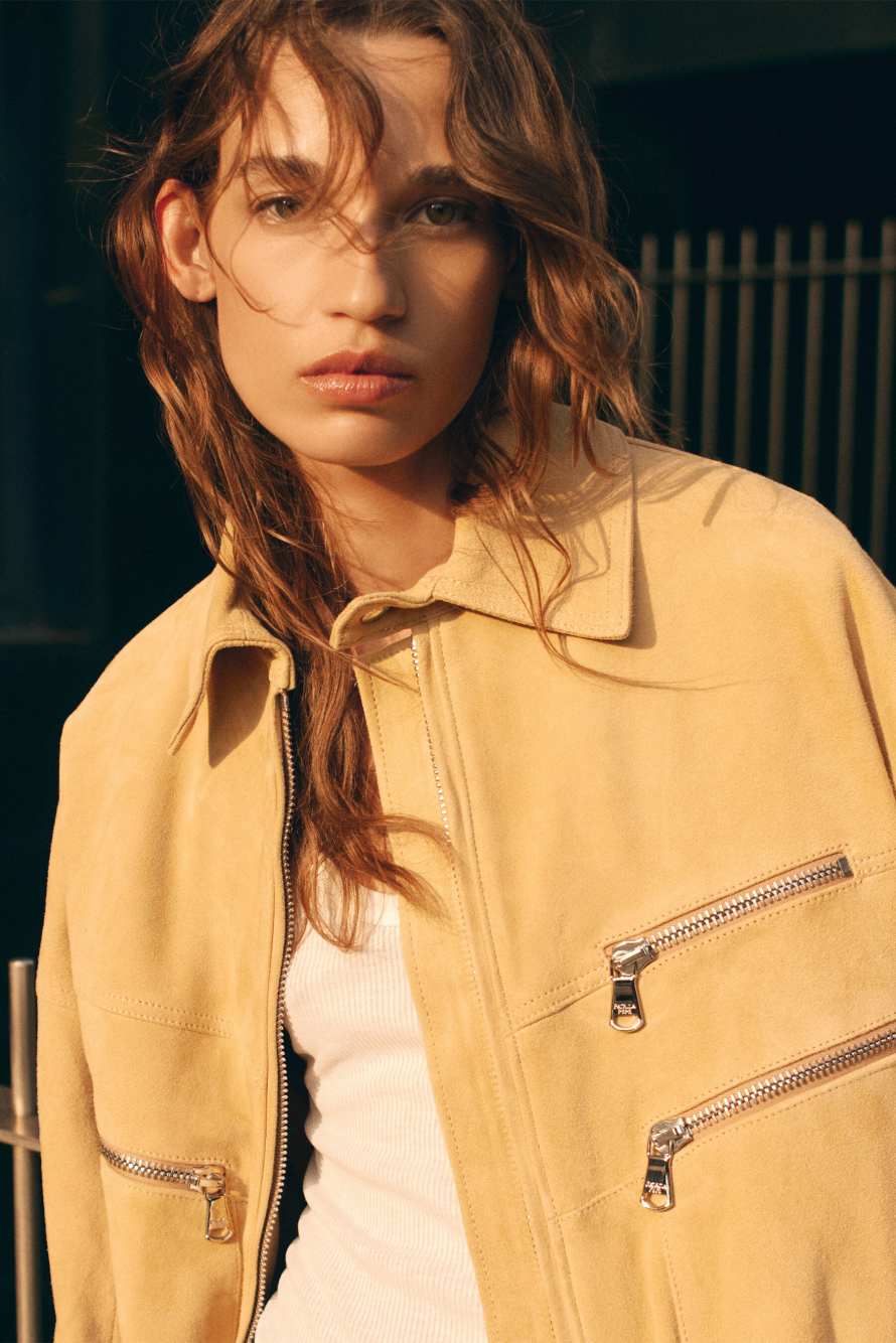 Oversized suede-leather jacket, Beige, Patrizia Pepe