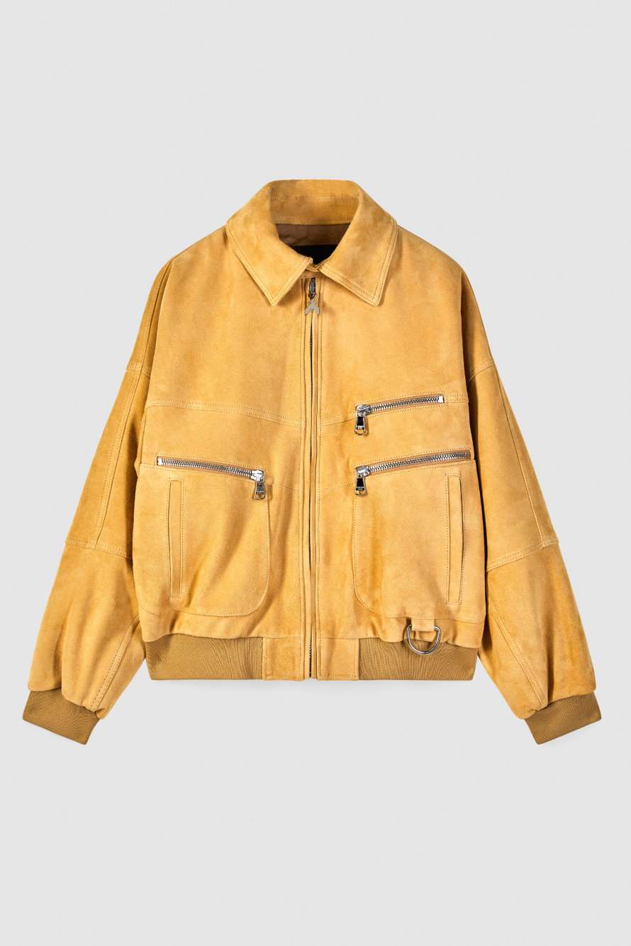 Oversized suede-leather jacket, Beige, Patrizia Pepe