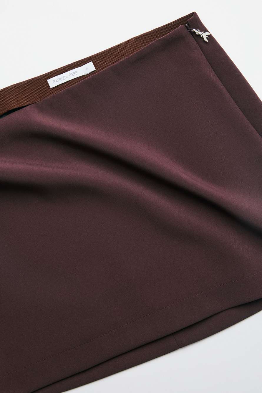 Crepe mini skirt, Brown, Patrizia Pepe