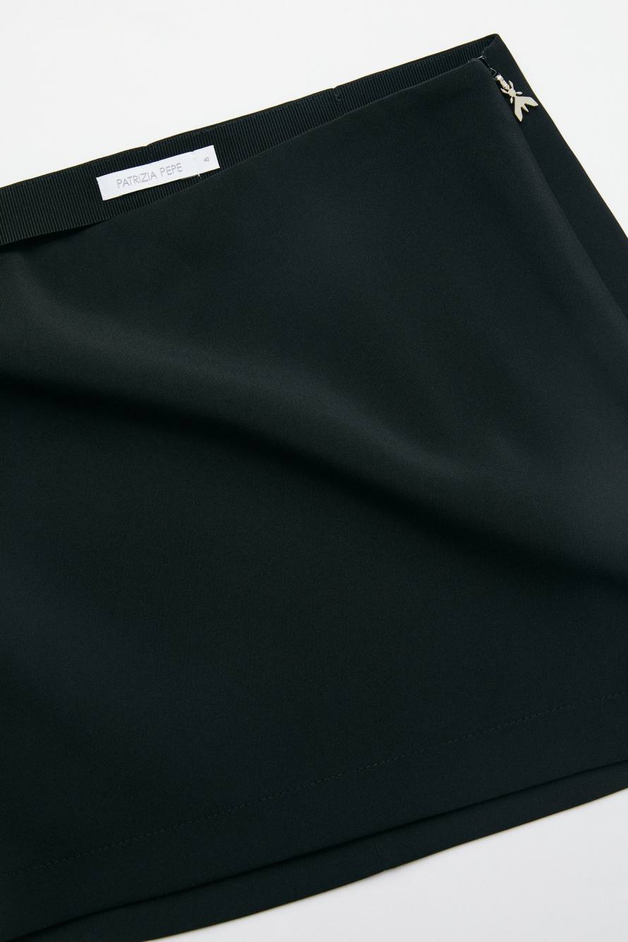 Crepe mini skirt, Black, Patrizia Pepe