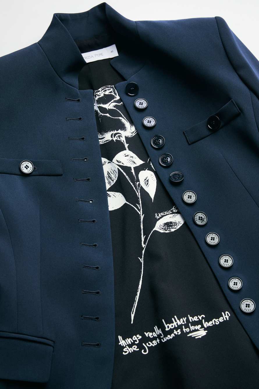 Radical Rose Officier jacket, Blue, Patrizia Pepe