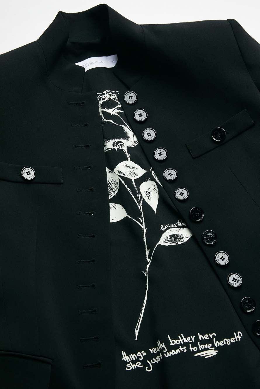 Radical Rose Officier jacket, Black, Patrizia Pepe