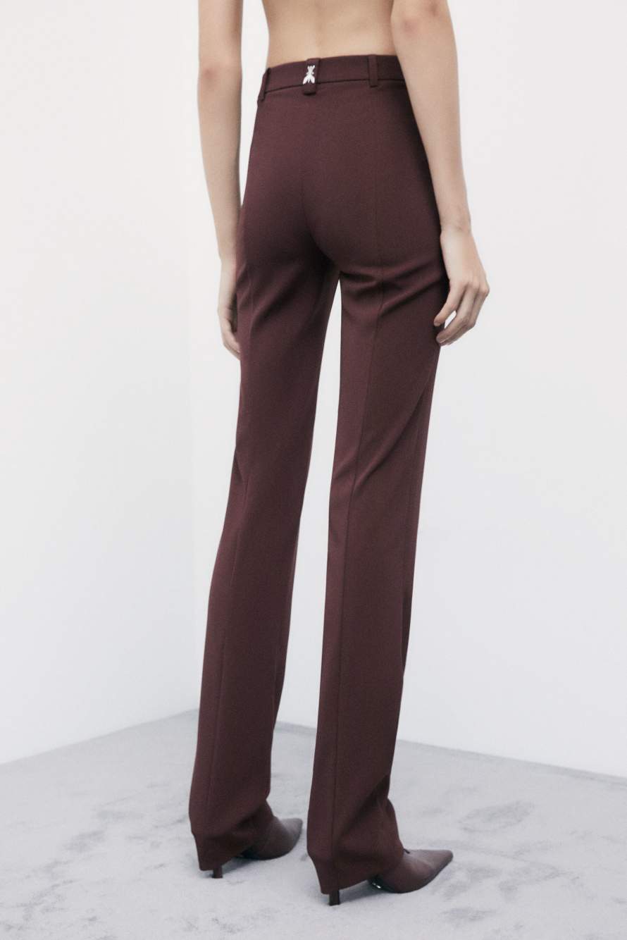 Slim-fit stretch cr&ecirc;pe trousers, Brown, Patrizia Pepe