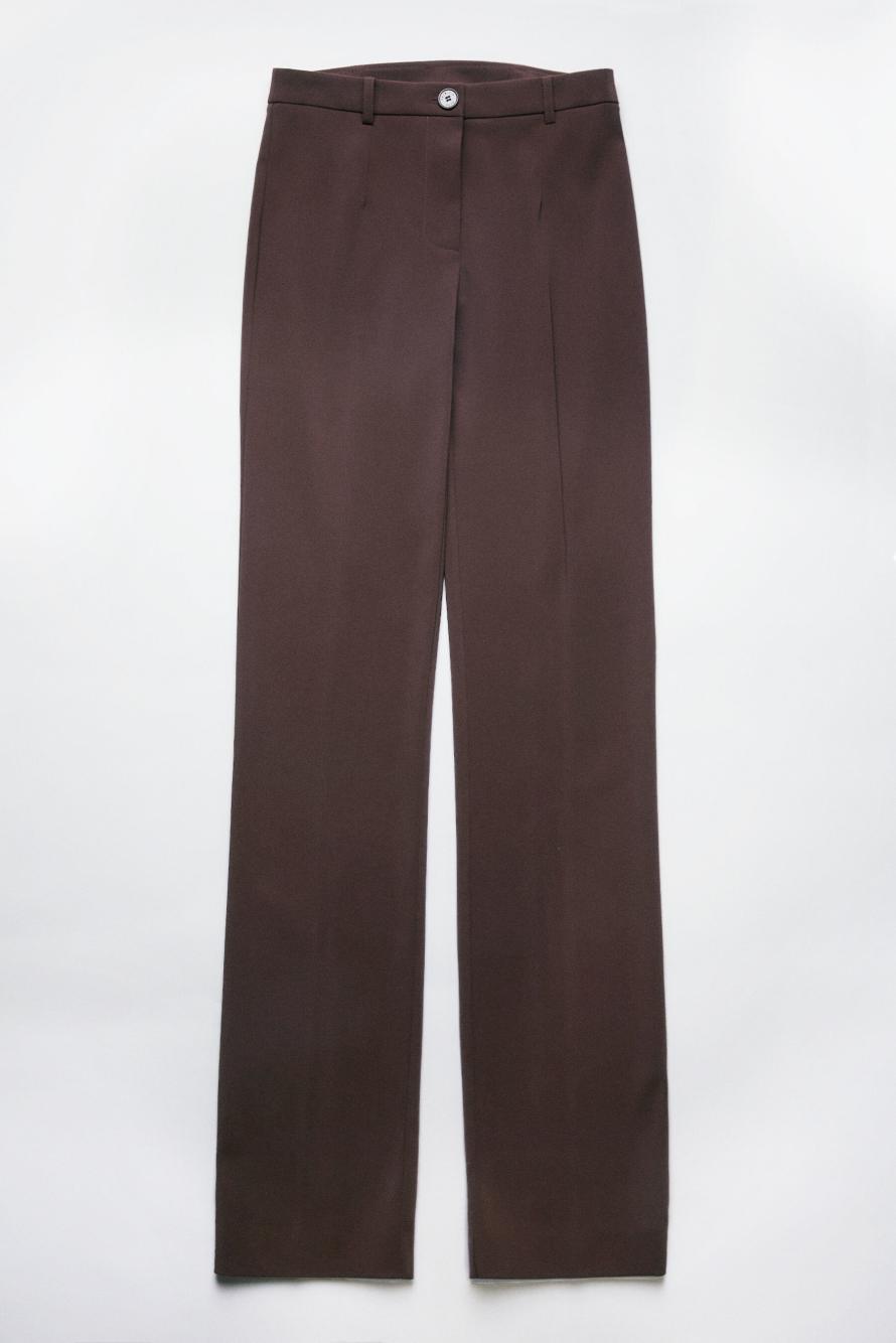 Slim-fit stretch cr&ecirc;pe trousers, Brown, Patrizia Pepe