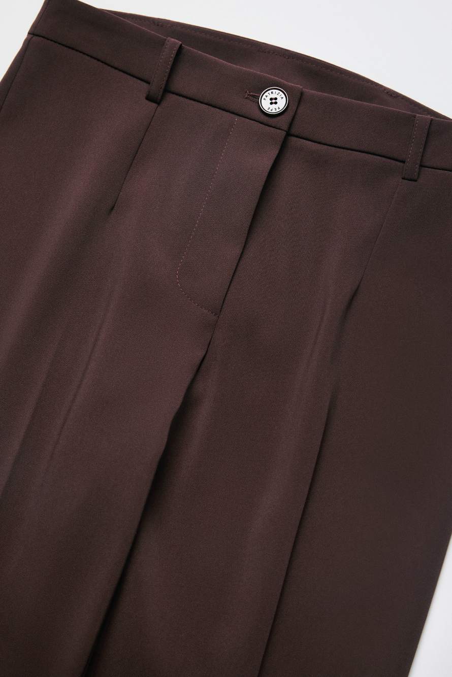 Slim-fit stretch cr&ecirc;pe trousers, Brown, Patrizia Pepe