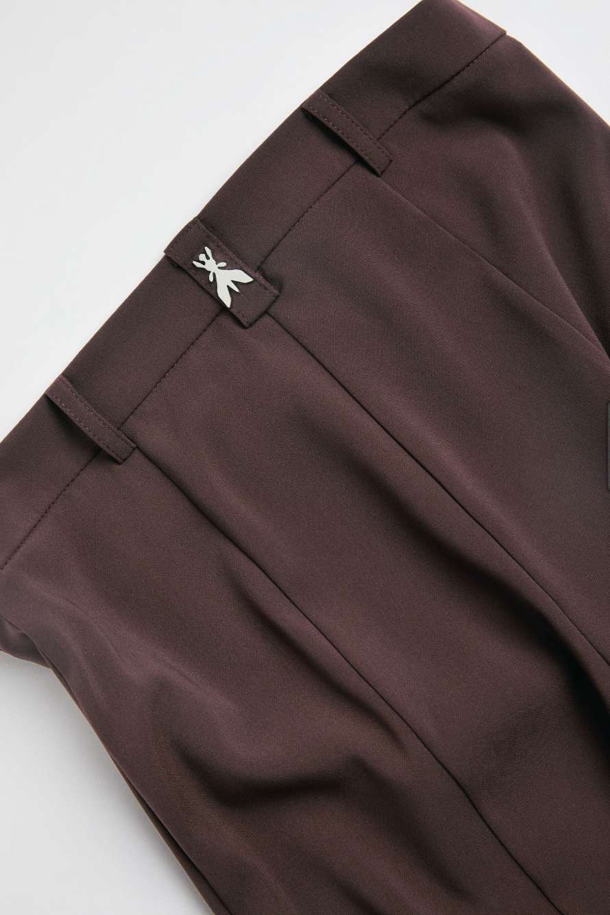 Slim-fit stretch cr&ecirc;pe trousers, Brown, Patrizia Pepe