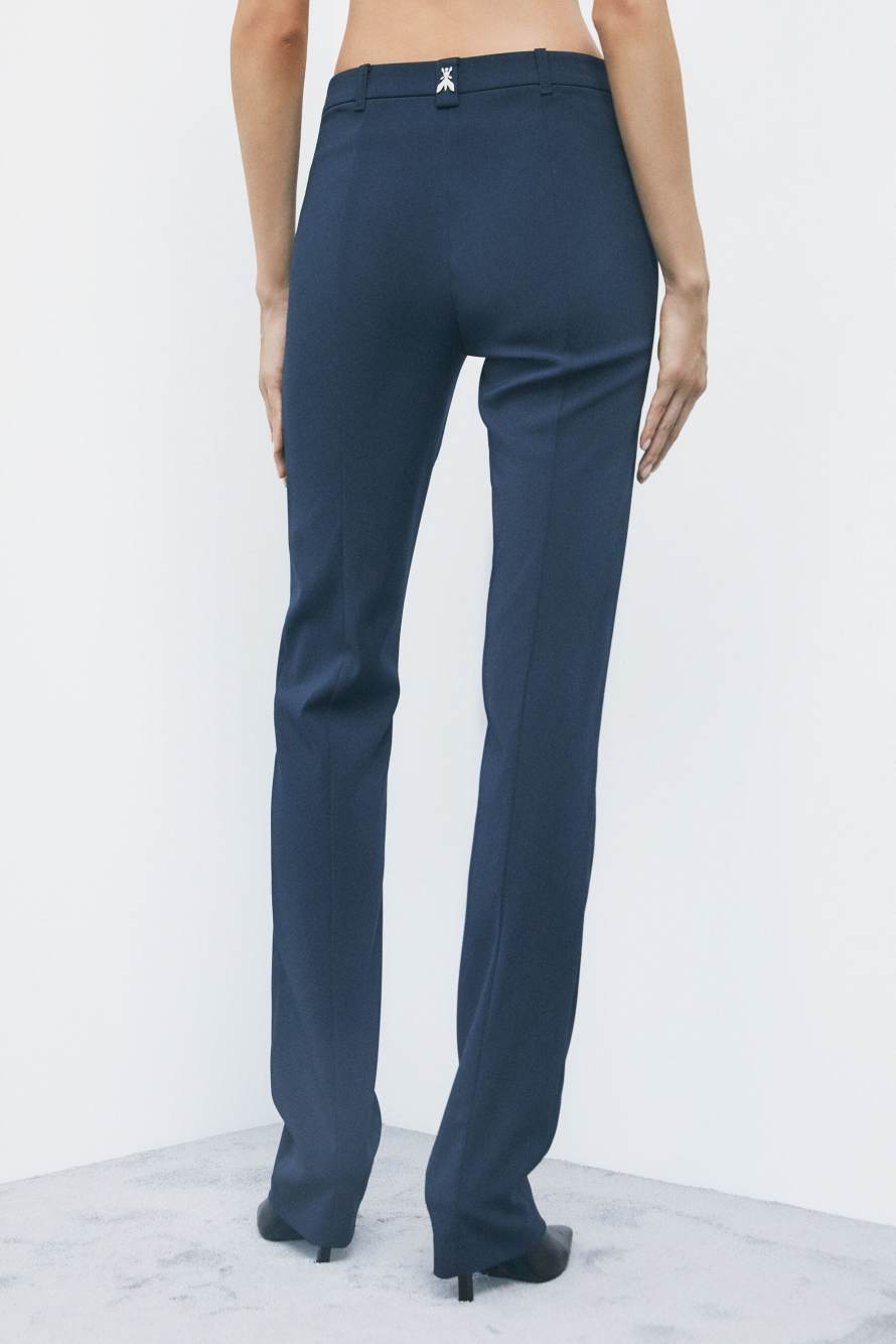 Slim-fit stretch cr&ecirc;pe trousers, Blue, Patrizia Pepe