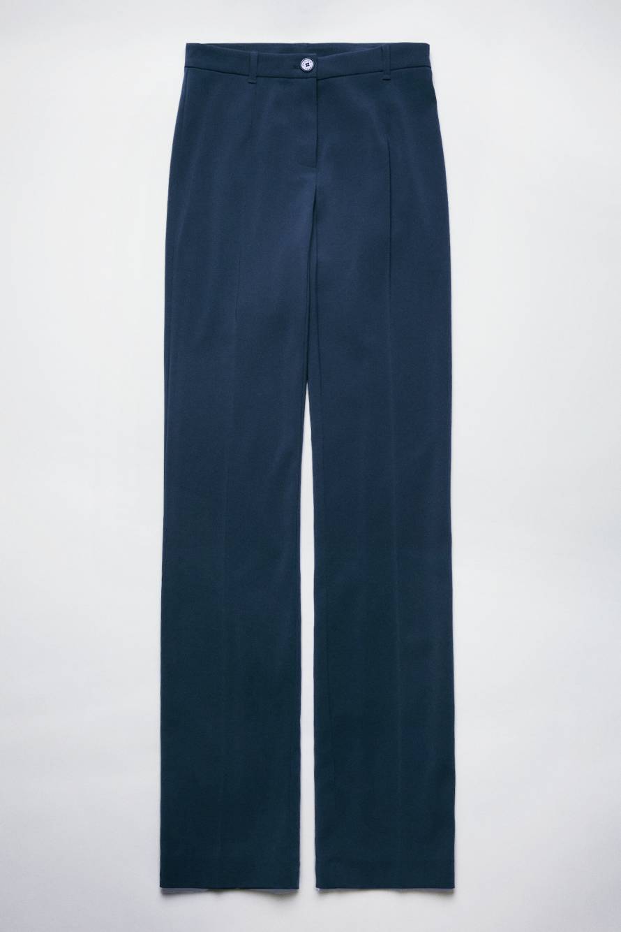 Slim-fit stretch cr&ecirc;pe trousers, Blue, Patrizia Pepe