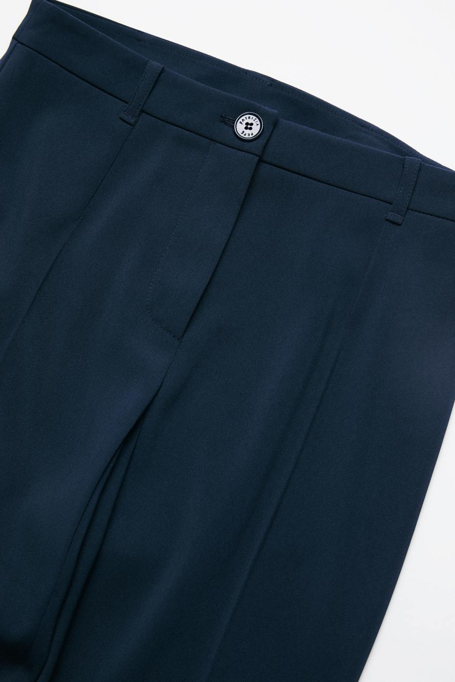 Slim-fit stretch cr&ecirc;pe trousers, Blue, Patrizia Pepe