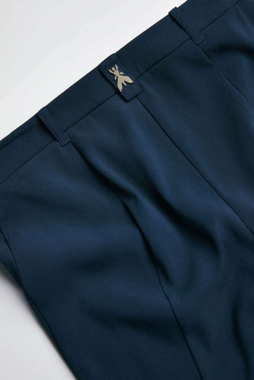 Slim-fit stretch cr&ecirc;pe trousers, Blue, Patrizia Pepe