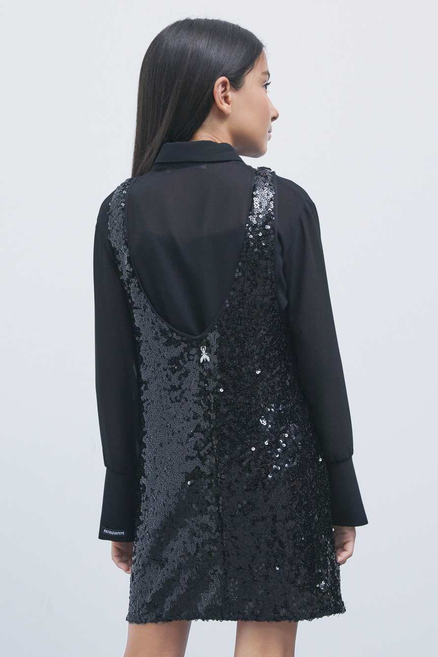 Robe mini &agrave; sequins, Noir, Patrizia Pepe