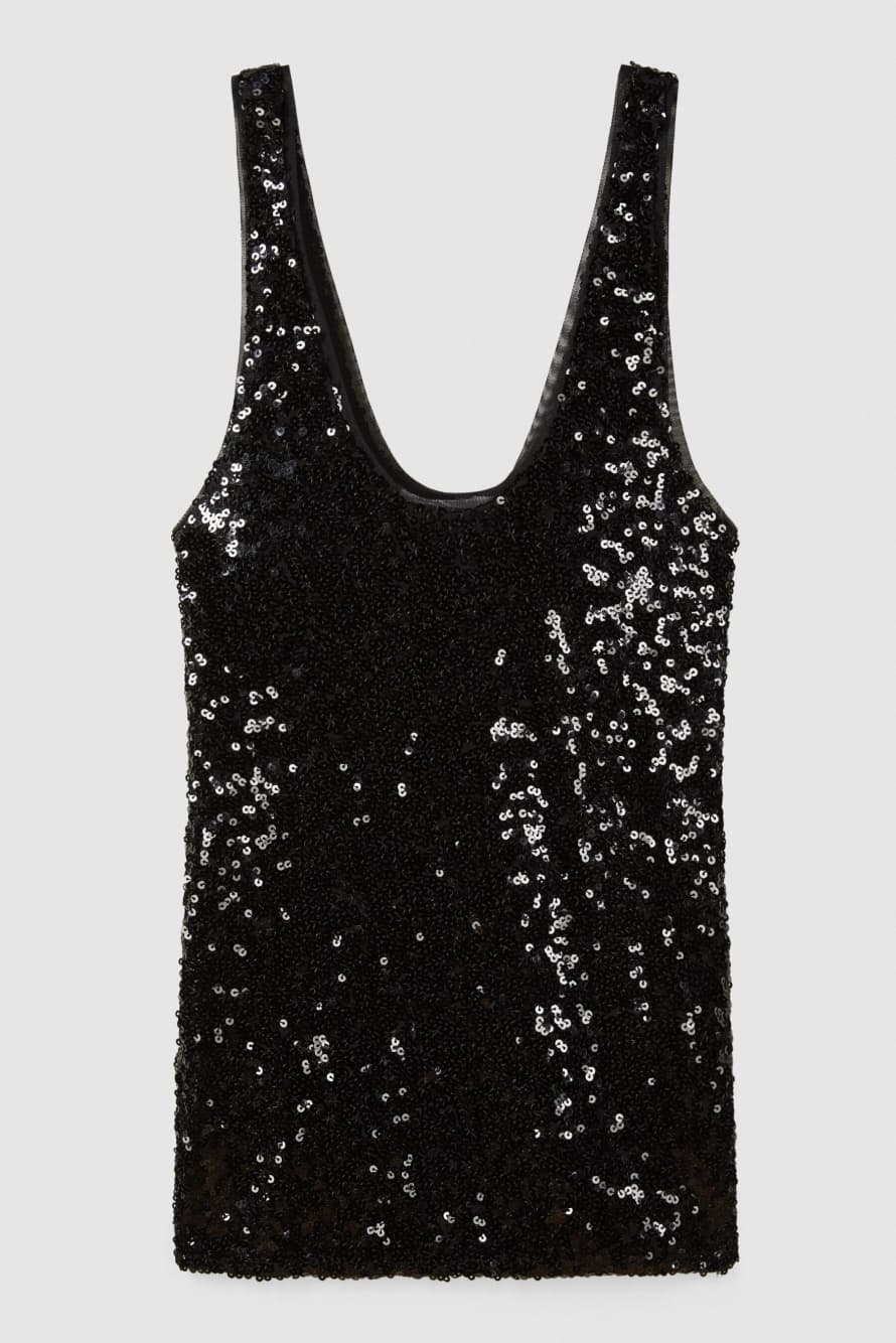 Robe mini &agrave; sequins, Noir, Patrizia Pepe