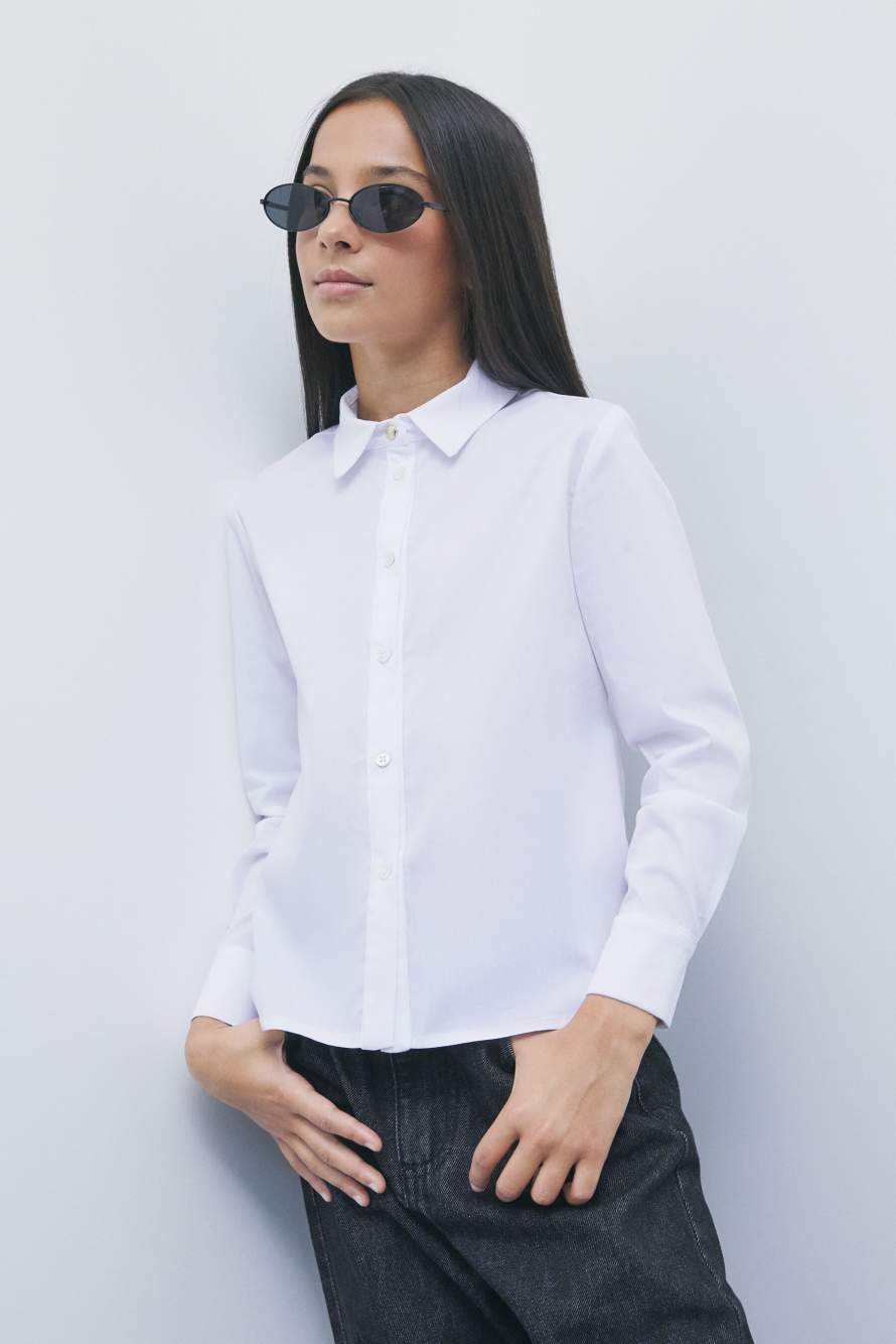 Stretch poplin shirt, White, Patrizia Pepe
