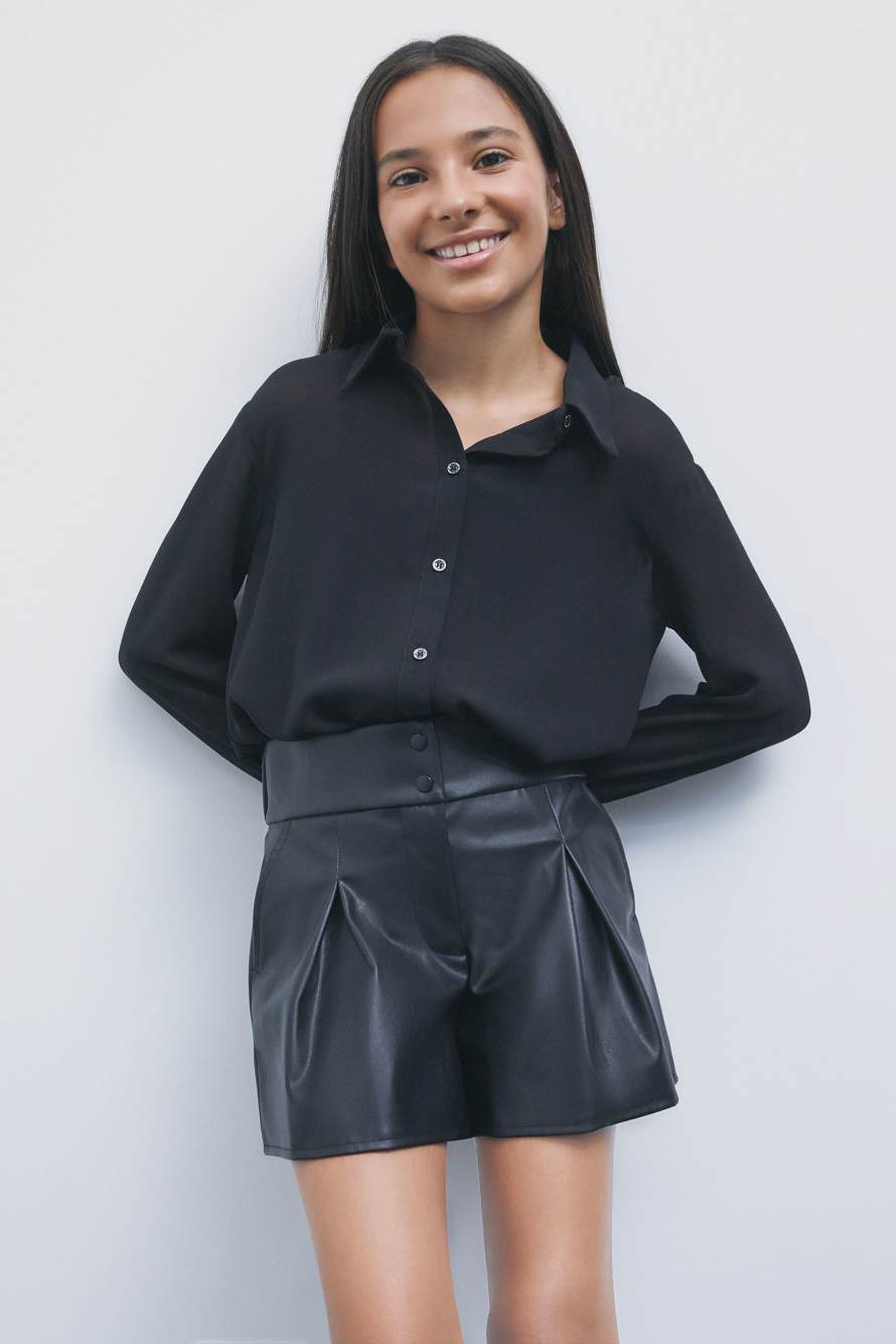 Fluid georgette shirt, Black, Patrizia Pepe