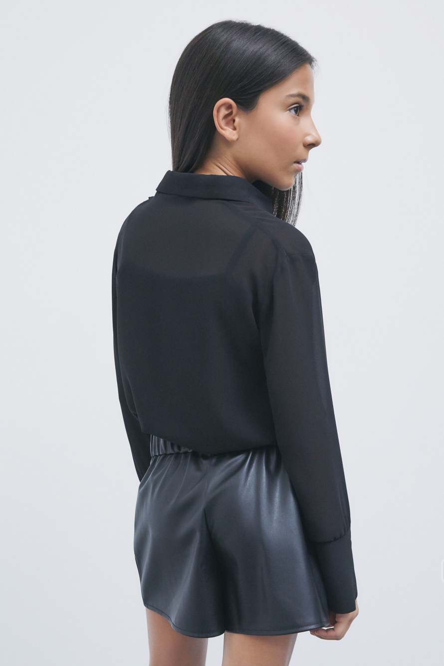 Fluid georgette shirt, Black, Patrizia Pepe