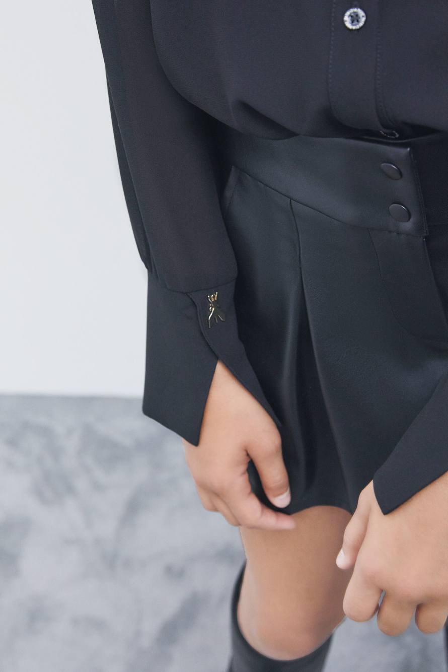 Fluid georgette shirt, Black, Patrizia Pepe
